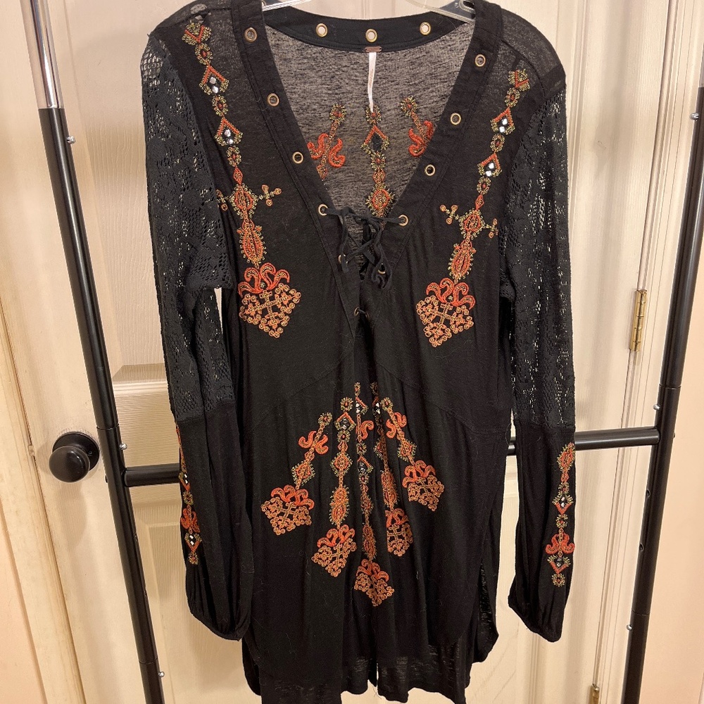 Embellished lace up tunic